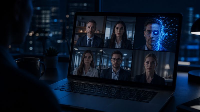 A video call where one participant is not who they seem